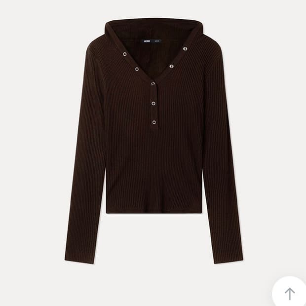 미쏘 스냅단추 슬림 후드 풀오버 브라운