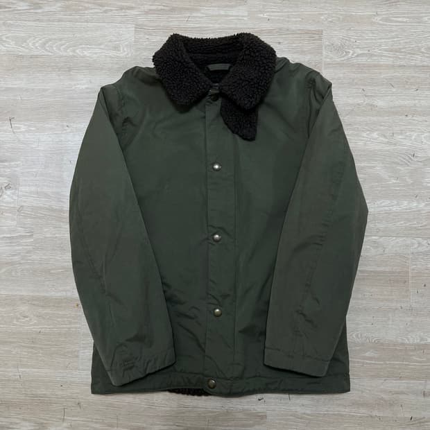 스파오 코듀로이 덤블 양털 카라 뽀글이 야상 덱점퍼 [카키] M/95