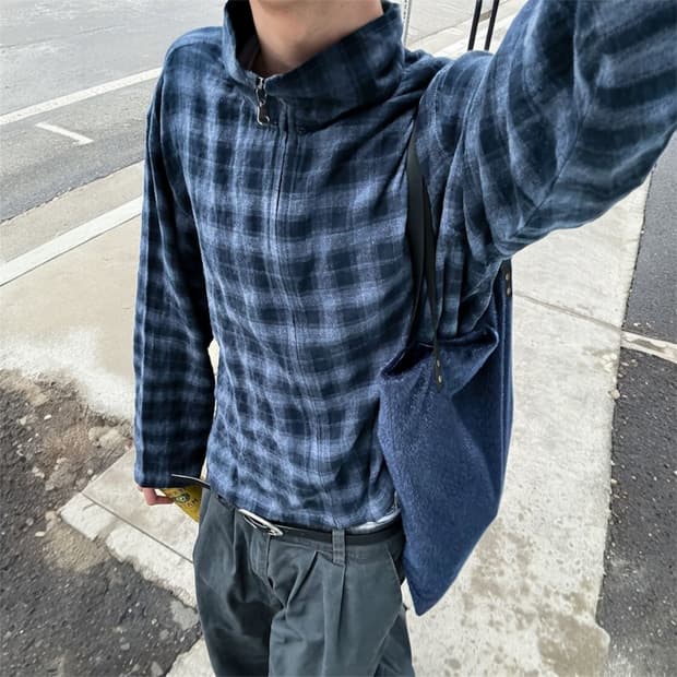 자라 ZIP-UP PLAID SHIRT