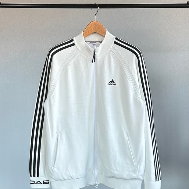 [XL]아디다스 클래식 삼선 화이트 니트 자켓