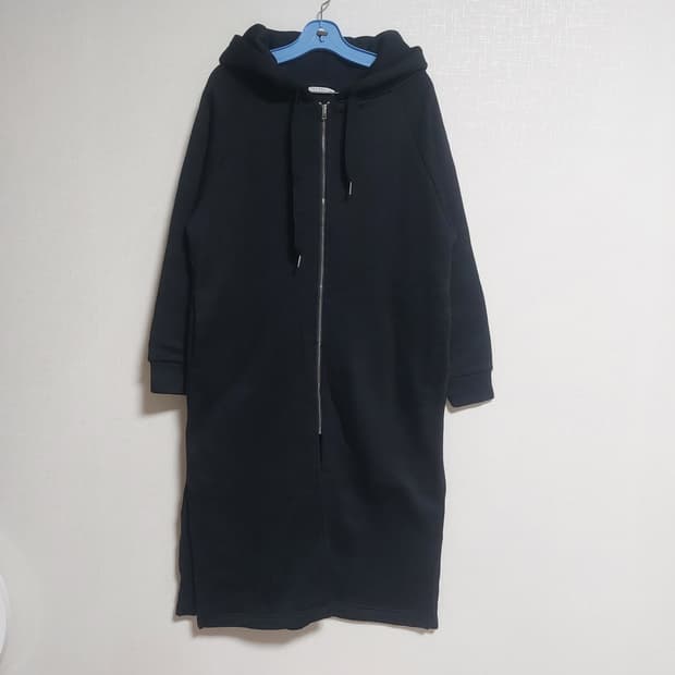 오버핏 기모 롱 후드 집업