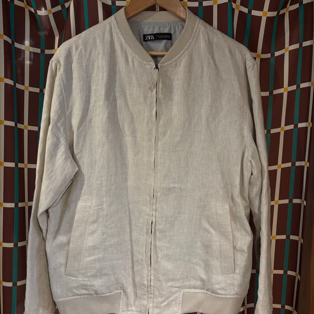 자라 린넨 봄버 자켓 아이보리