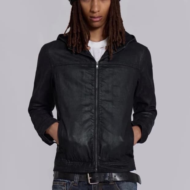 Jaded London 베드락 왁스드 후디드 데님 재킷 자켓 