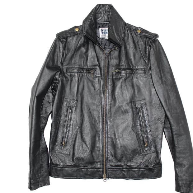 2000s 타케오 키쿠치 카우레더 2WAY 하이넥 레더 자켓