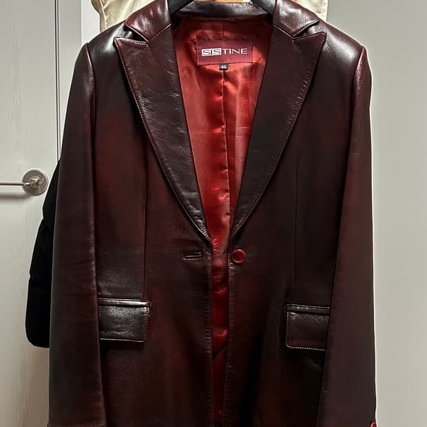 빈티지 양가죽 자켓 블레이저 버건디 와인