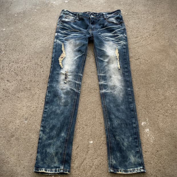 (Remake)patchwork check slim jeans