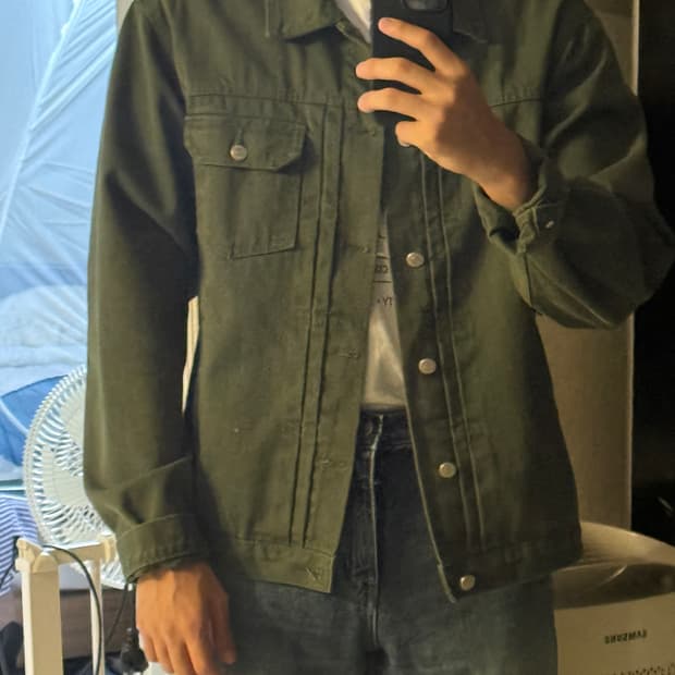 시도 카키색 데님 자켓 m