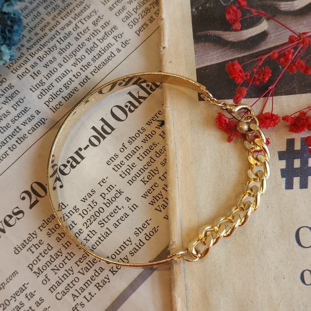 90s 프랑스 빈티지 쥬얼리 듀얼 하모니 체인 팔찌 빈티지 팔찌