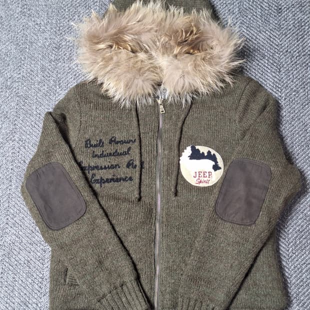 JEEP 빈티지 상태 최상 니트  퍼 후드집업