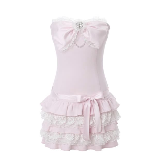 슈슈체리 히메갸루 튜브탑 원피스 드레스