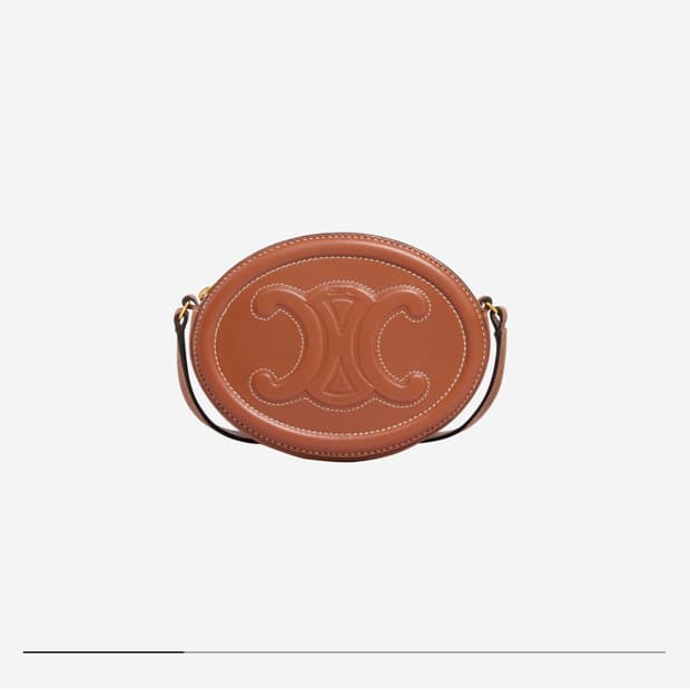 셀린느 스무스 카프스킨 크로스바디 오발 퍼스 레더 트리옹프 탄