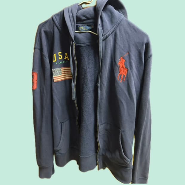 폴로랄프로렌 빅포니 성조기 슬림핏 후드집업 (네이비)