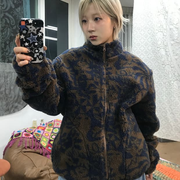 LORES x YETARO OHKAWARA 패턴 양털 후리스 자켓