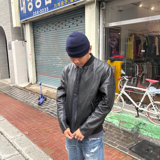 Y-3 와이쓰리 레더&나일론 패널 봄버 자켓(샘플)