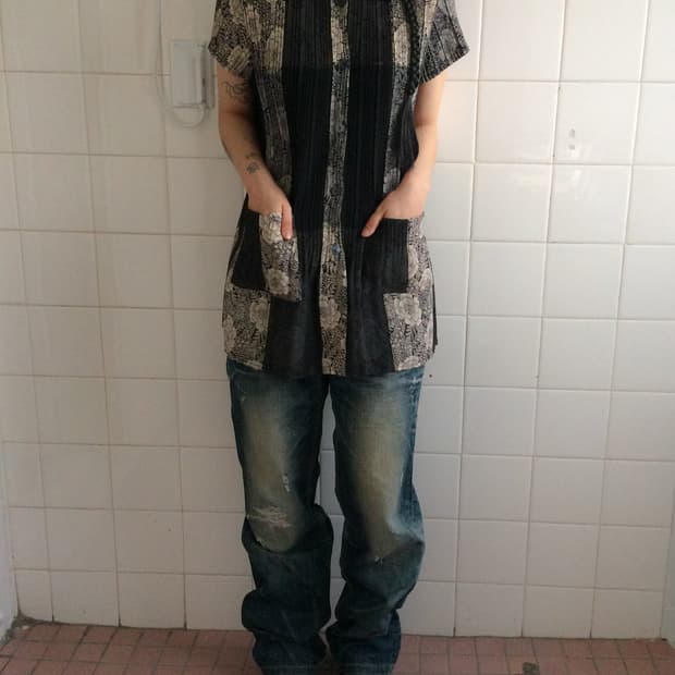 Flower pattern pleats shirt