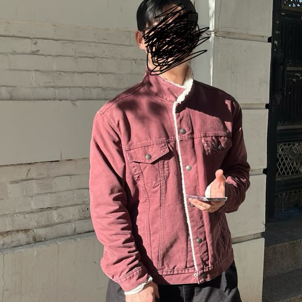 Levi's 버건디 셰르파 데님 자켓