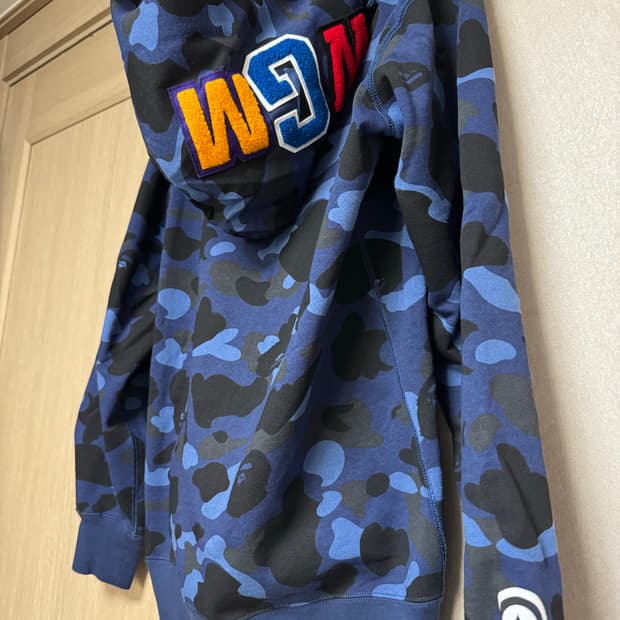 베이프 네이비 샤크후드집업 xl