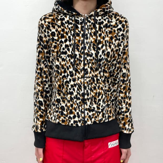 Leopard Fur Hooded Zip-Up