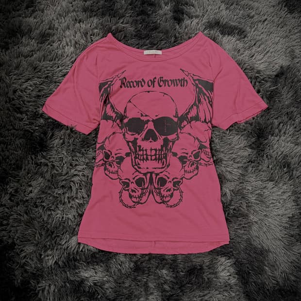 핑크 스컬 그래픽 반팔 티셔츠