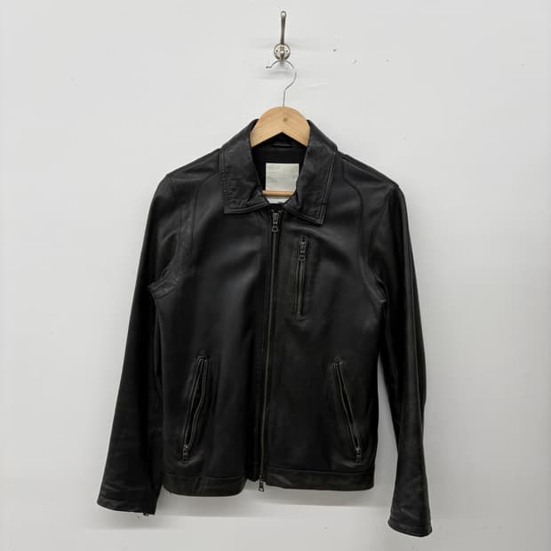 블랙 레더 양가죽 자켓 남성 M