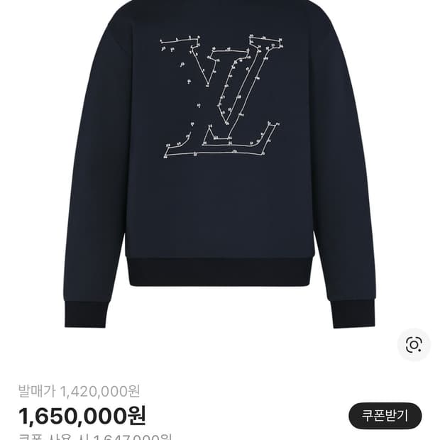 루이비통 LV 스티치 프린트 자수 스웨트셔츠