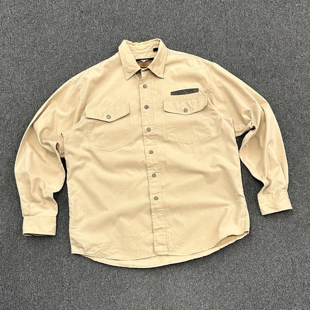L)할리데이비슨 vintage 베이지 워크 긴팔셔츠