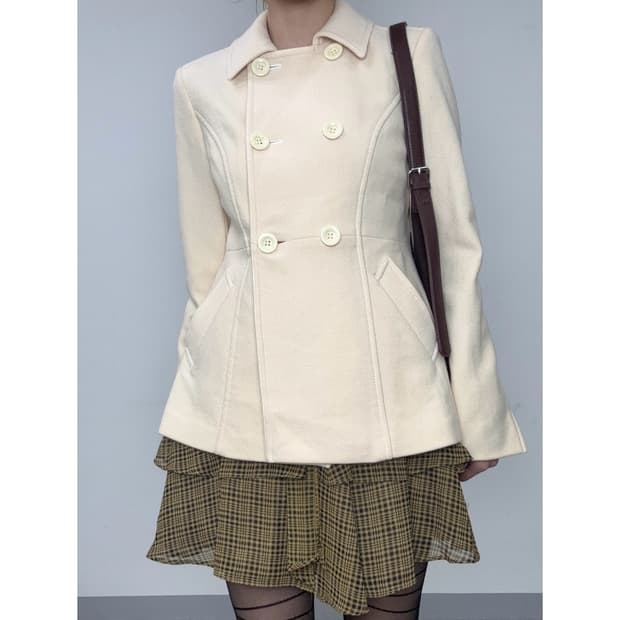 빈티지 아이보리 더블 코트 자켓