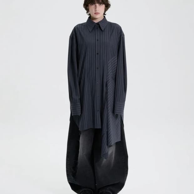트리밍버드 Panelled Stripe Long Shirt 
