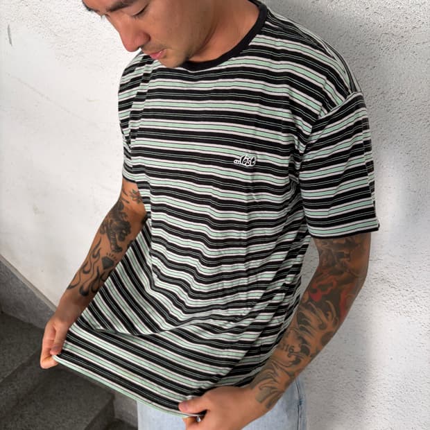 90s Lost Striped Logo T-Shirt