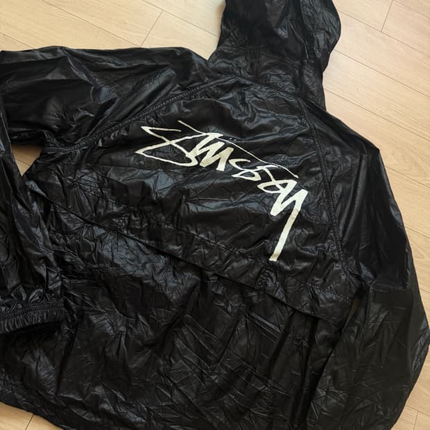 스투시 비치 쉘 링클 나일론 자켓 블랙 S