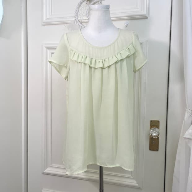 light green ruffle chiffon blouse