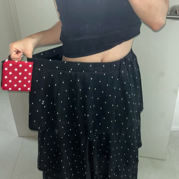 3-layered dot can-can skirt 