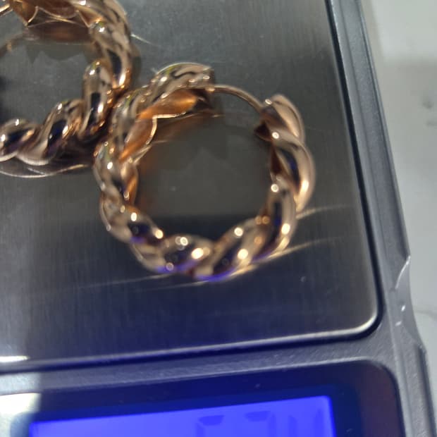 14k 로즈골드 꽈베기 링 귀걸이