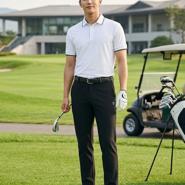 볼빅(Volvik) 남성용 안감 기모 골프 팬츠 블랙