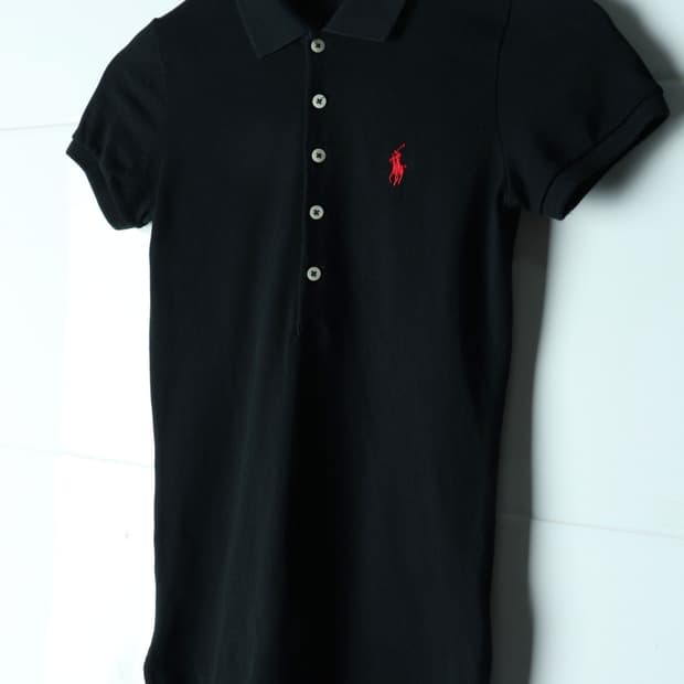 W(XS-S) 폴로 랄프로렌 반팔 카라 티셔츠 USA 블랙-H34399