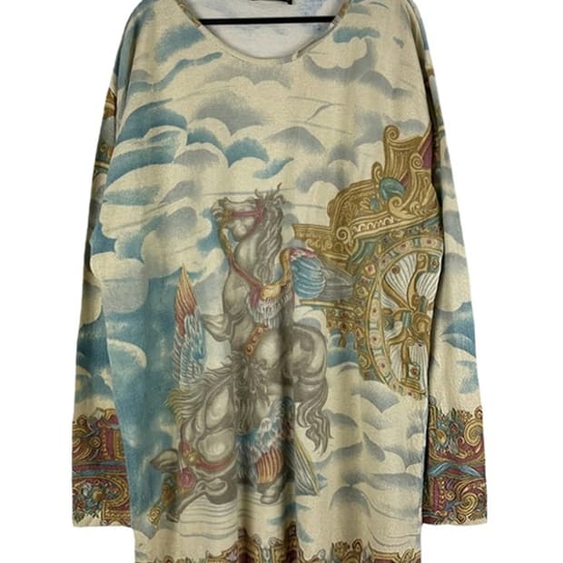 [XL] ROBERTO CAVALLI 실크 캐시미어 명화 니트