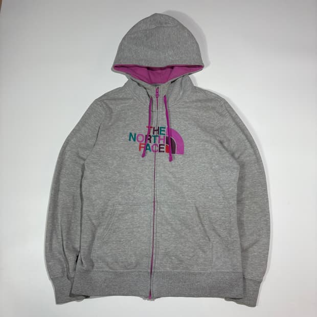 노스페이스 그레이 로고 후드 집업