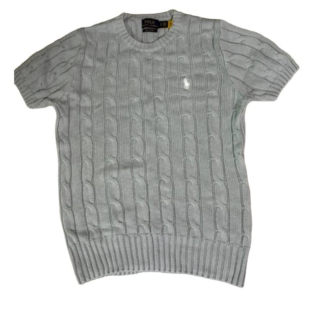 폴로 랄프로렌 케이블 반팔 소라색 니트
