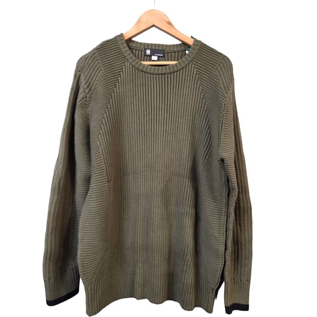 (특가)G-Star RAW 골지 니트 스웨터 카키(XL)