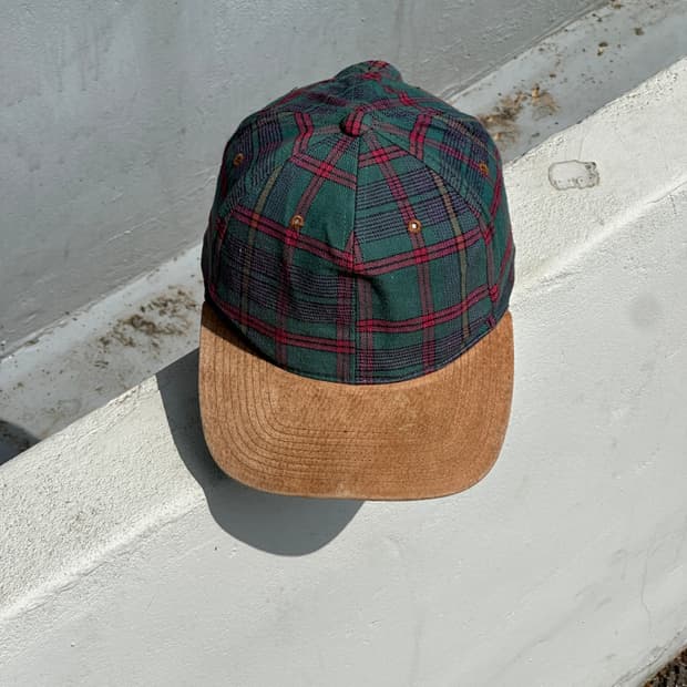 [F] GCC 타탄체크 스웨이드 빈티지 스냅백 모자