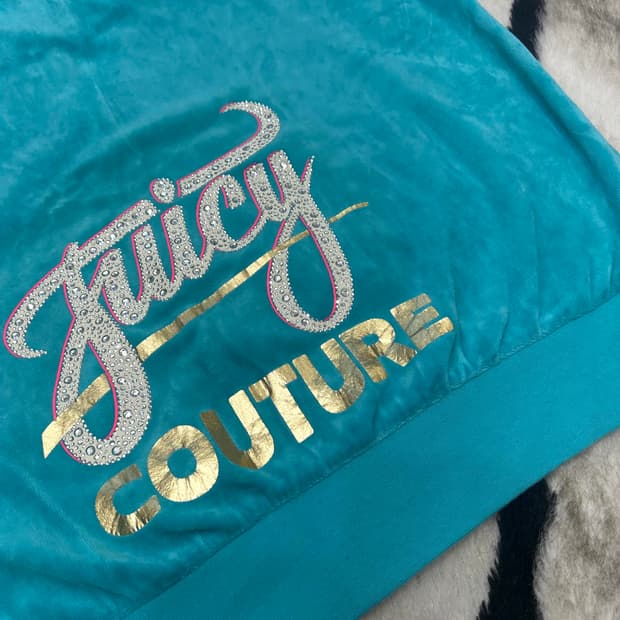 [2XL]쥬시꾸뛰르 벨루어 큐빅 후드집업/아쿠아