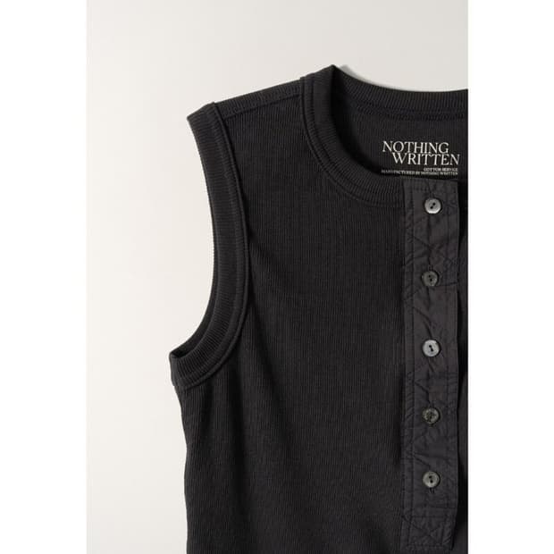 낫띵리튼 티나 헨리넥 슬리브리스 (Washed Black)