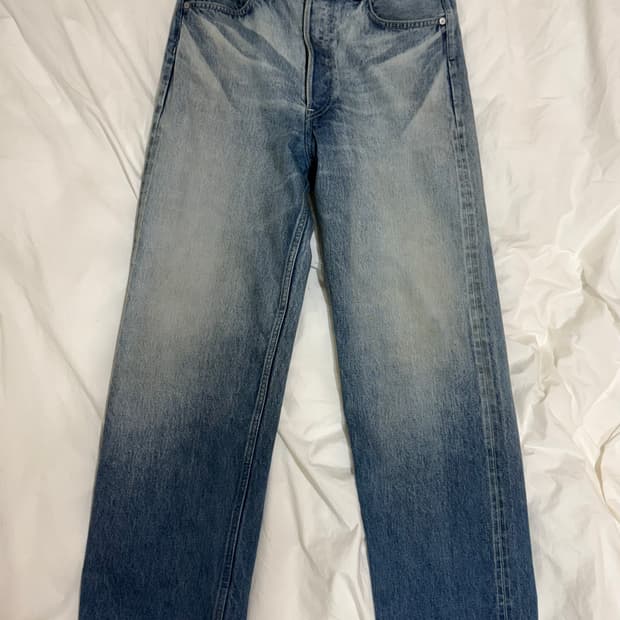 오라리 FW25 셀비지 페이디드 헤비 데님 와이드 팬츠 30