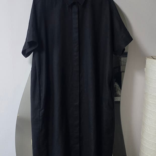 코스 린넨 롱 원피스 블랙 