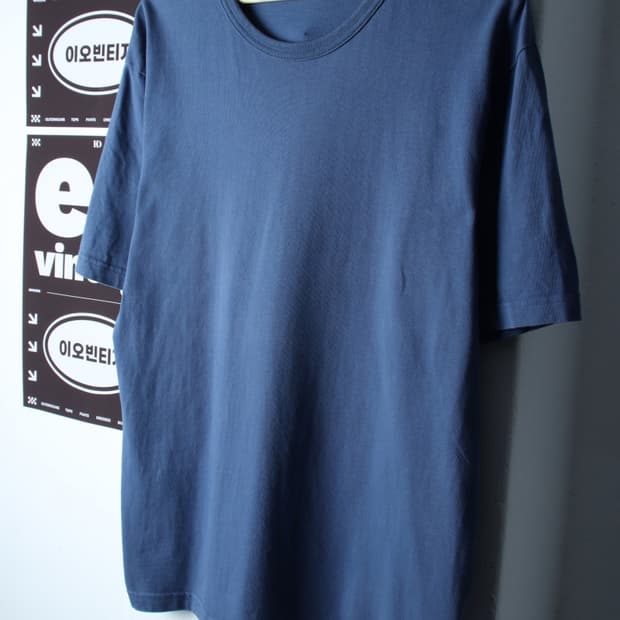 (L-XL) 무신사 스탠다드 반팔 티셔츠 무지 블루 기본-H32456