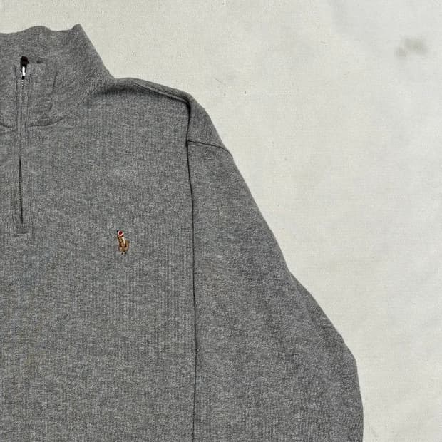 S 폴로랄프로렌 멀티 포니 코튼 그레이 반집업 니트