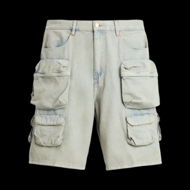 자라 ZARA 데님 유틸리티 버뮤다 쇼츠 카고포켓 숏팬츠 34 블루그린