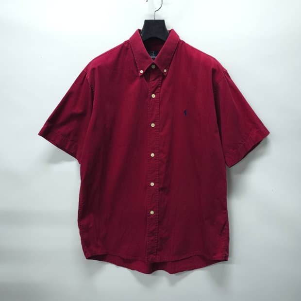 폴로 랄프로렌 90s 빈티지 클래식핏 반팔 셔츠 레드 100