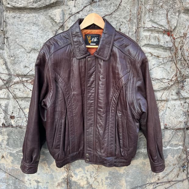 8-90s 국내생산 양가죽 봄버 자켓 형사느낌