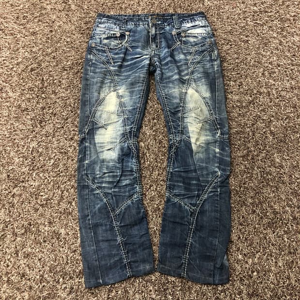 빈티지 워싱 스티치 데님 팬츠